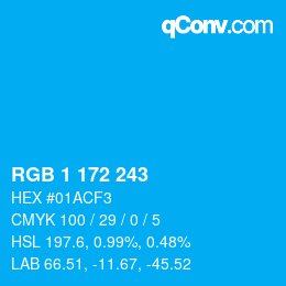 Color code: RGB 1 172 243 | qconv.com