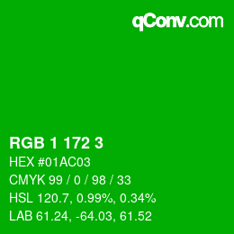 Color code: RGB 1 172 3 | qconv.com