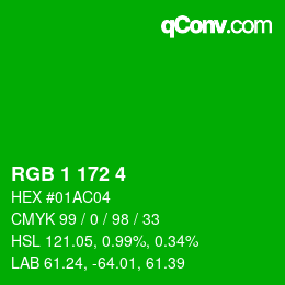 Color code: RGB 1 172 4 | qconv.com