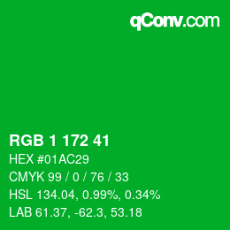 カラーコード: RGB 1 172 41 | qconv.com