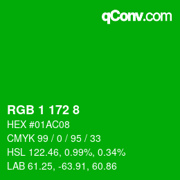 Color code: RGB 1 172 8 | qconv.com