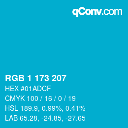 Color code: RGB 1 173 207 | qconv.com