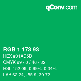 Color code: RGB 1 173 93 | qconv.com