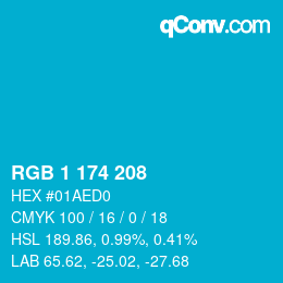 カラーコード: RGB 1 174 208 | qconv.com