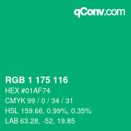 Color code: RGB 1 175 116 | qconv.com