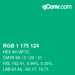 Color code: RGB 1 175 124 | qconv.com