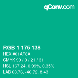 Color code: RGB 1 175 138 | qconv.com