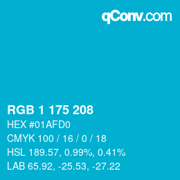 Color code: RGB 1 175 208 | qconv.com