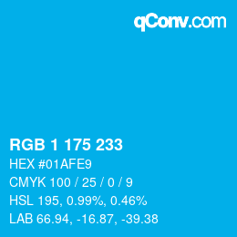 カラーコード: RGB 1 175 233 | qconv.com