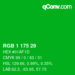 Color code: RGB 1 175 29 | qconv.com