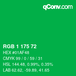 Color code: RGB 1 175 72 | qconv.com