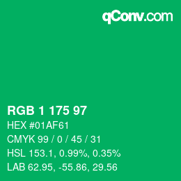Color code: RGB 1 175 97 | qconv.com