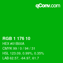 Color code: RGB 1 176 10 | qconv.com
