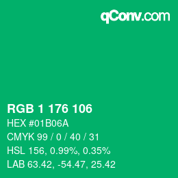 Color code: RGB 1 176 106 | qconv.com