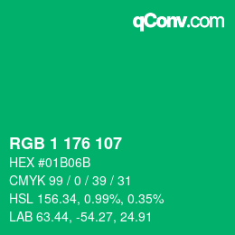 Color code: RGB 1 176 107 | qconv.com