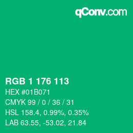 Color code: RGB 1 176 113 | qconv.com