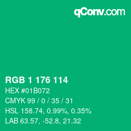 Color code: RGB 1 176 114 | qconv.com