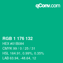 Color code: RGB 1 176 132 | qconv.com