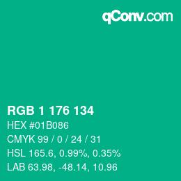 Color code: RGB 1 176 134 | qconv.com