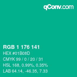 Color code: RGB 1 176 141 | qconv.com