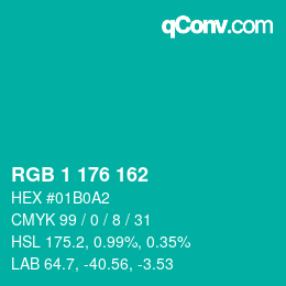 Farbcode: RGB 1 176 162 | qconv.com