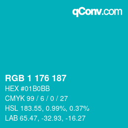 Color code: RGB 1 176 187 | qconv.com