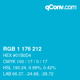 Color code: RGB 1 176 212 | qconv.com