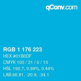 Color code: RGB 1 176 223 | qconv.com