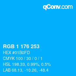 Color code: RGB 1 176 253 | qconv.com