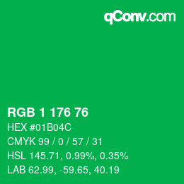 Color code: RGB 1 176 76 | qconv.com