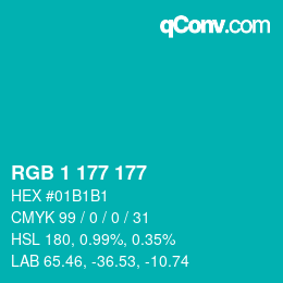 Color code: RGB 1 177 177 | qconv.com