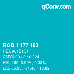Color code: RGB 1 177 193 | qconv.com