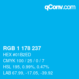 Color code: RGB 1 178 237 | qconv.com