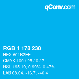 Color code: RGB 1 178 238 | qconv.com