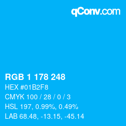 カラーコード: RGB 1 178 248 | qconv.com