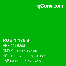 Farbcode: RGB 1 178 8 | qconv.com