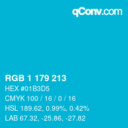 カラーコード: RGB 1 179 213 | qconv.com