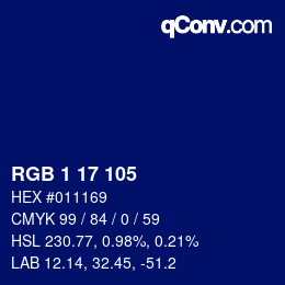 Color code: RGB 1 17 105 | qconv.com
