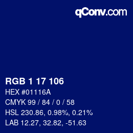 Color code: RGB 1 17 106 | qconv.com