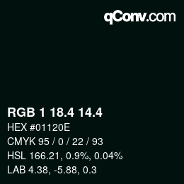 カラーコード: RGB 1 18.4 14.4 | qconv.com