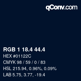 カラーコード: RGB 1 18.4 44.4 | qconv.com
