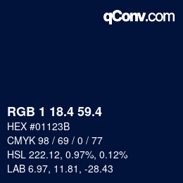 カラーコード: RGB 1 18.4 59.4 | qconv.com