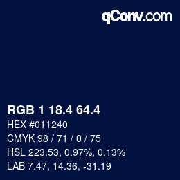 カラーコード: RGB 1 18.4 64.4 | qconv.com