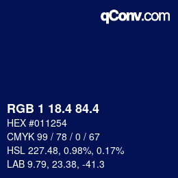 カラーコード: RGB 1 18.4 84.4 | qconv.com
