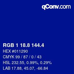 カラーコード: RGB 1 18.8 144.4 | qconv.com