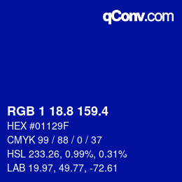 カラーコード: RGB 1 18.8 159.4 | qconv.com