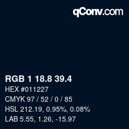 カラーコード: RGB 1 18.8 39.4 | qconv.com