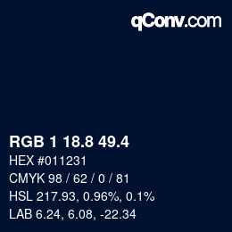 カラーコード: RGB 1 18.8 49.4 | qconv.com