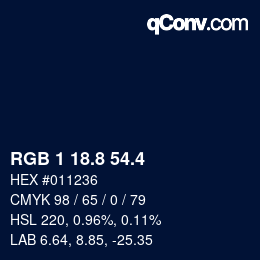 カラーコード: RGB 1 18.8 54.4 | qconv.com
