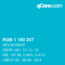 Color code: RGB 1 180 207 | qconv.com
